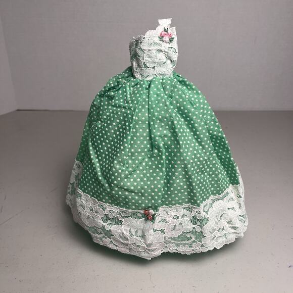 Vintage Handmade Barbie Dress Southern Belle Green Eyelet Lace Gown Trim OOAK - Picture 2 of 9